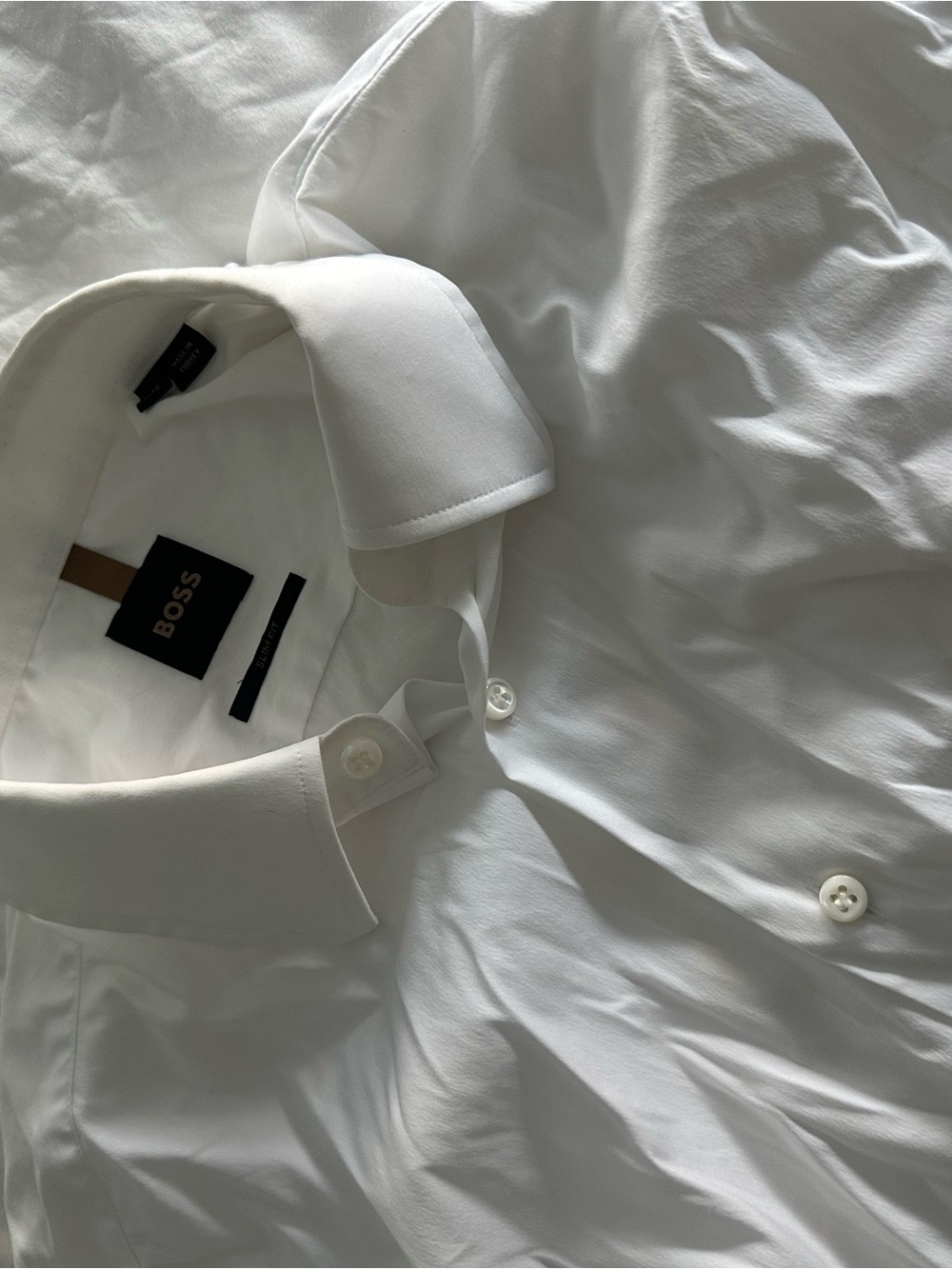 BOSS White Men's Dress Shirt - Classic Collared Button-Up